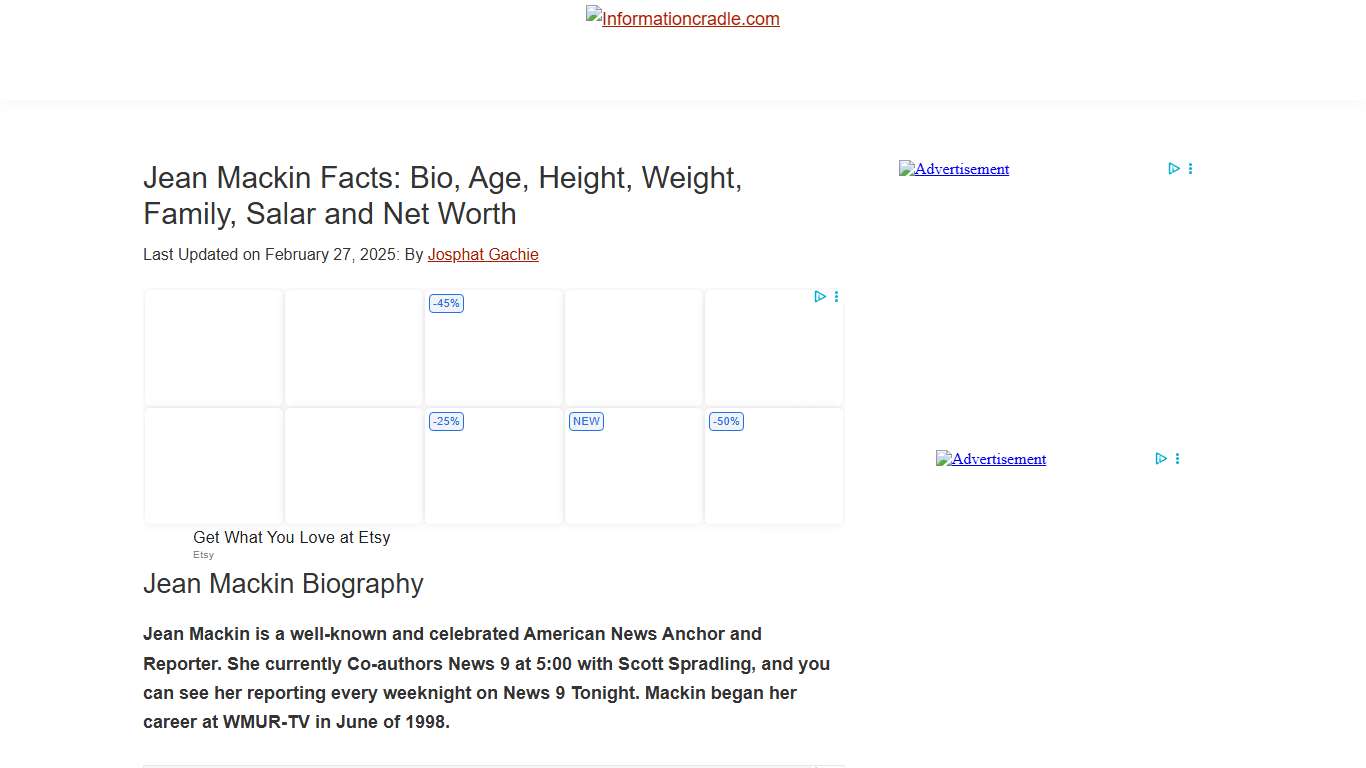 Jean Mackin Facts: Bio, Age, Height, Weight, Family, Salary and Net Worth